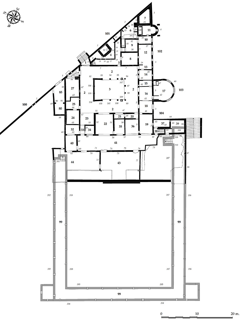 Villa of Diomedes plan. Villa Diomedes Project, 2015 : Rez-de-chaussée, Cryptoportique Auteurs : G. Chapelin et J. Cavero.
